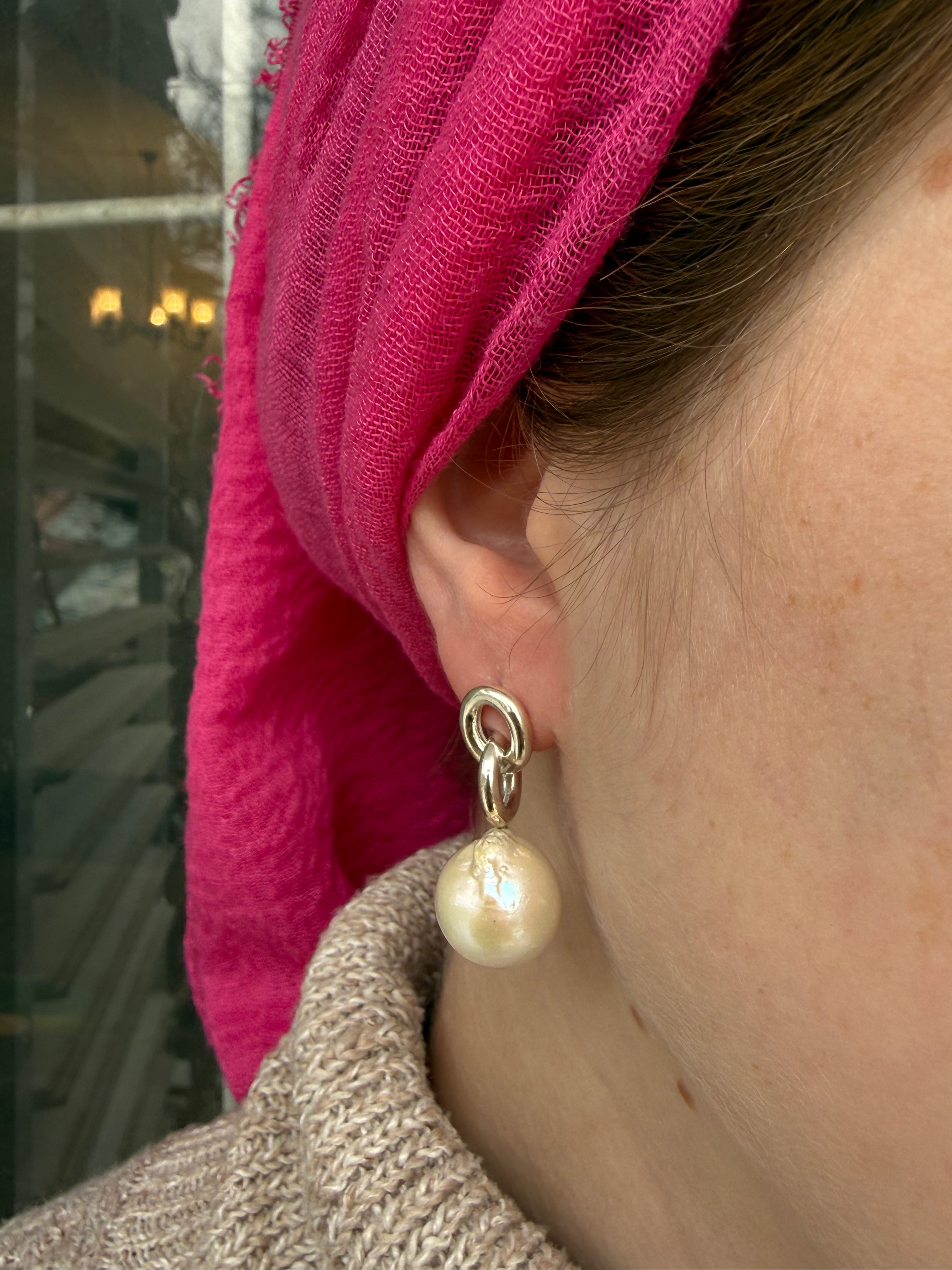 עגילי כדור פנינה