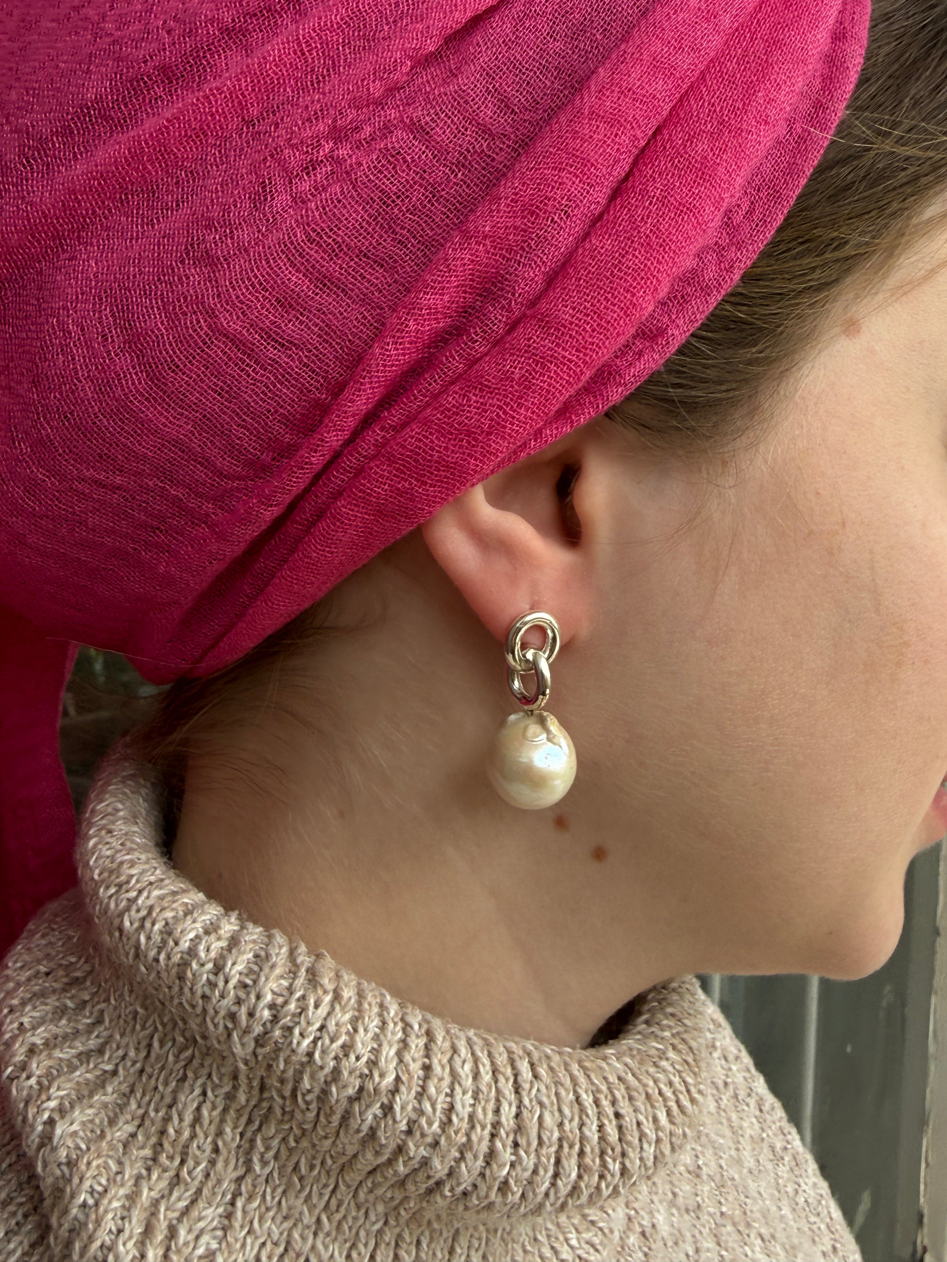 עגילי כדור פנינה