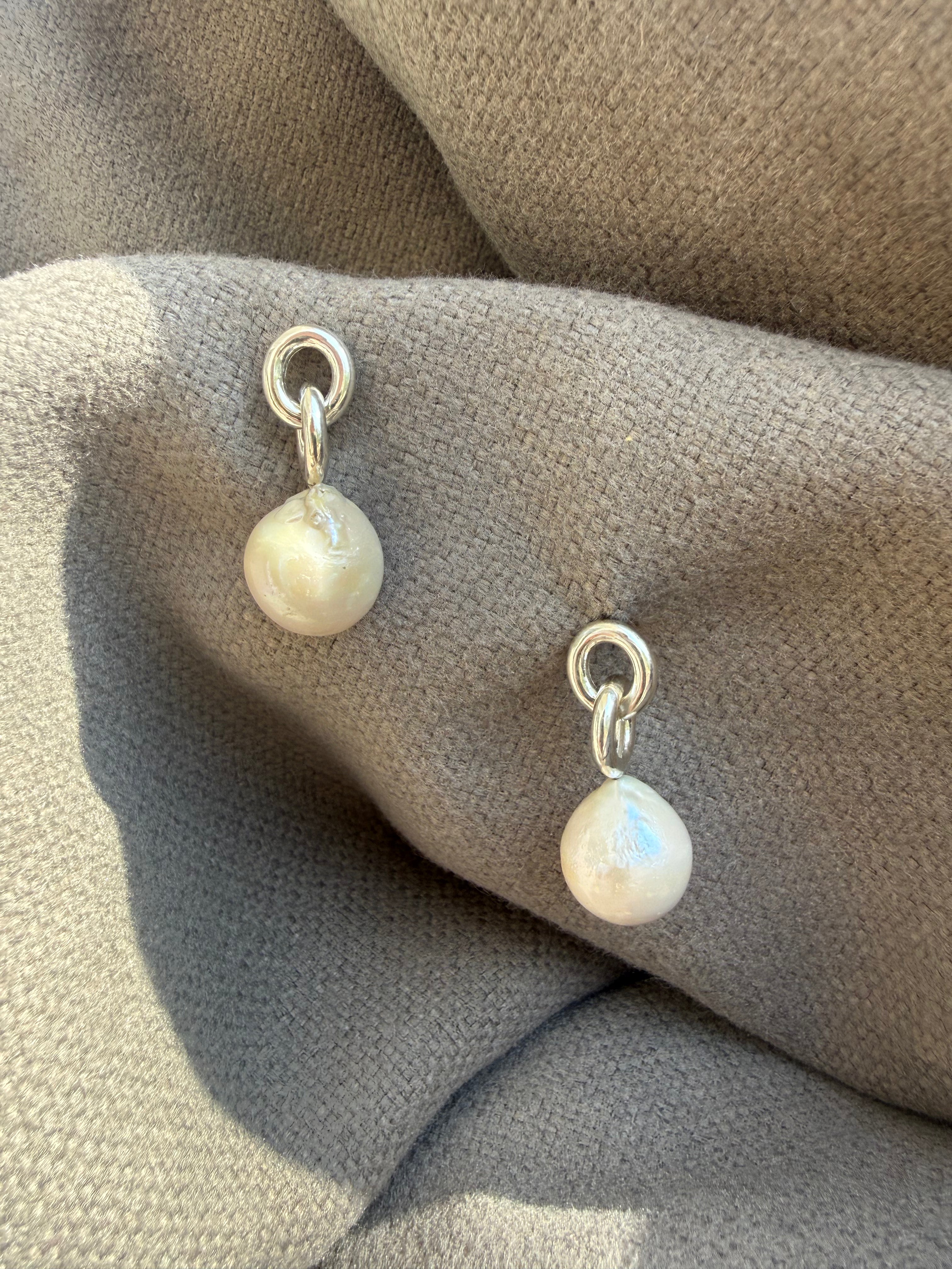 עגילי כדור פנינה