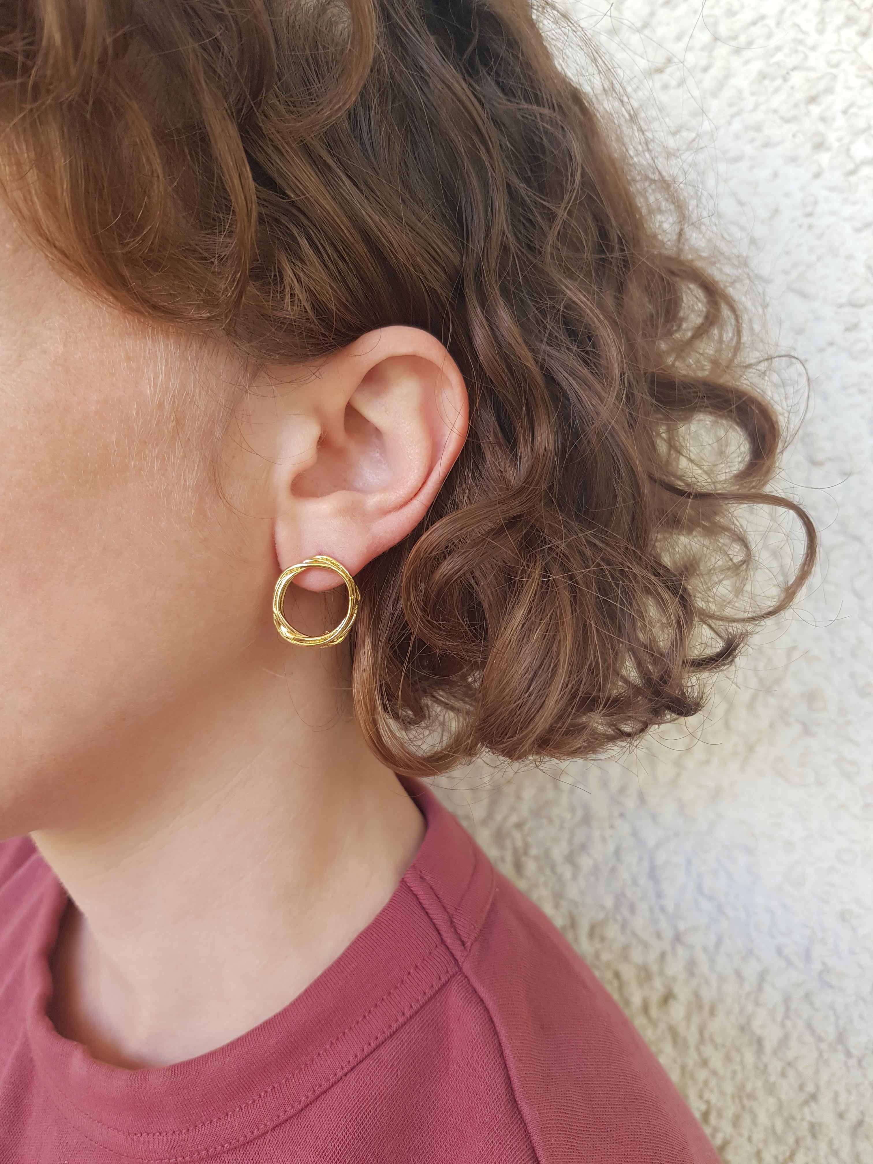 14K Gold Scribble Studs