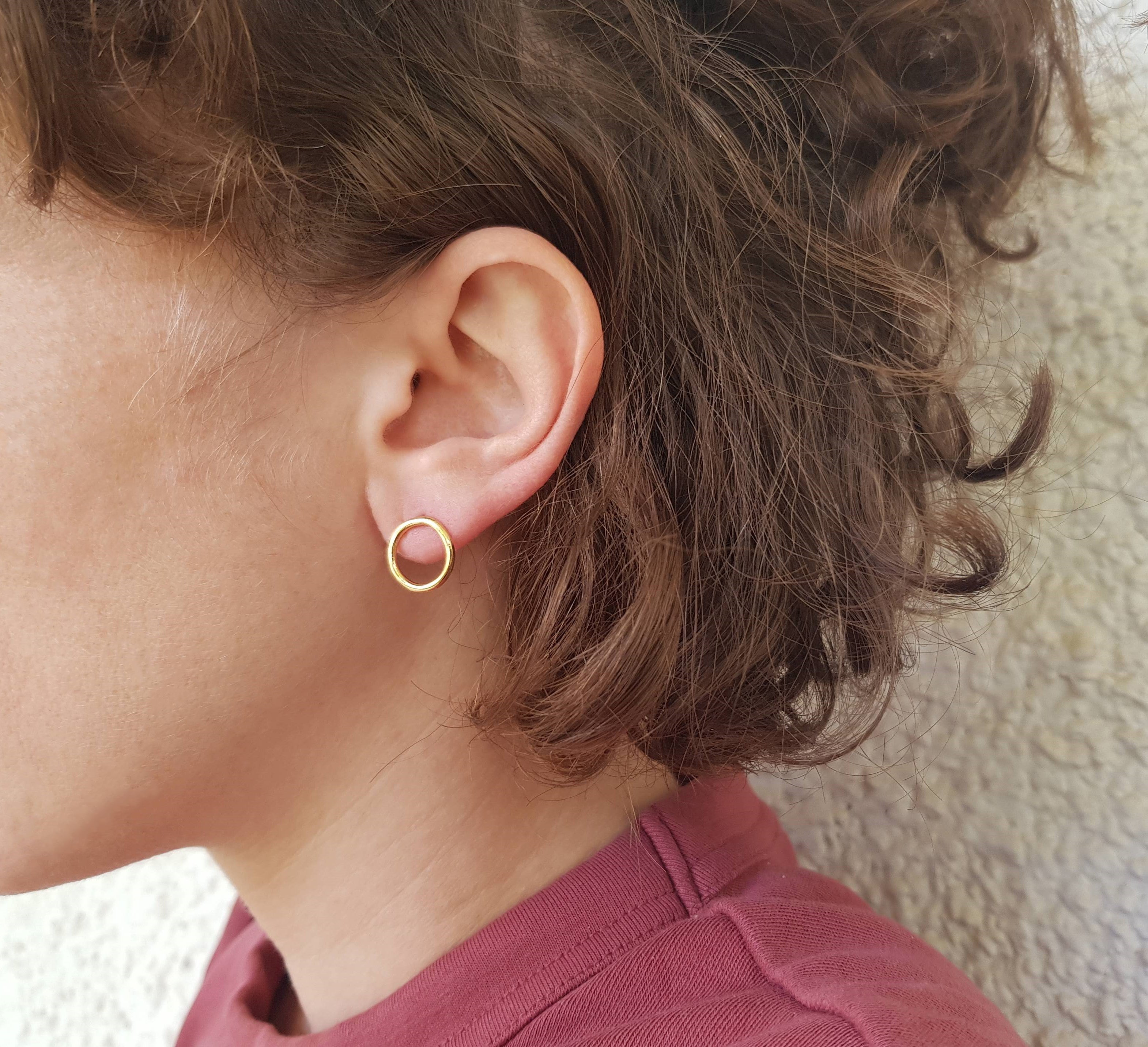 14K Gold Circle Studs