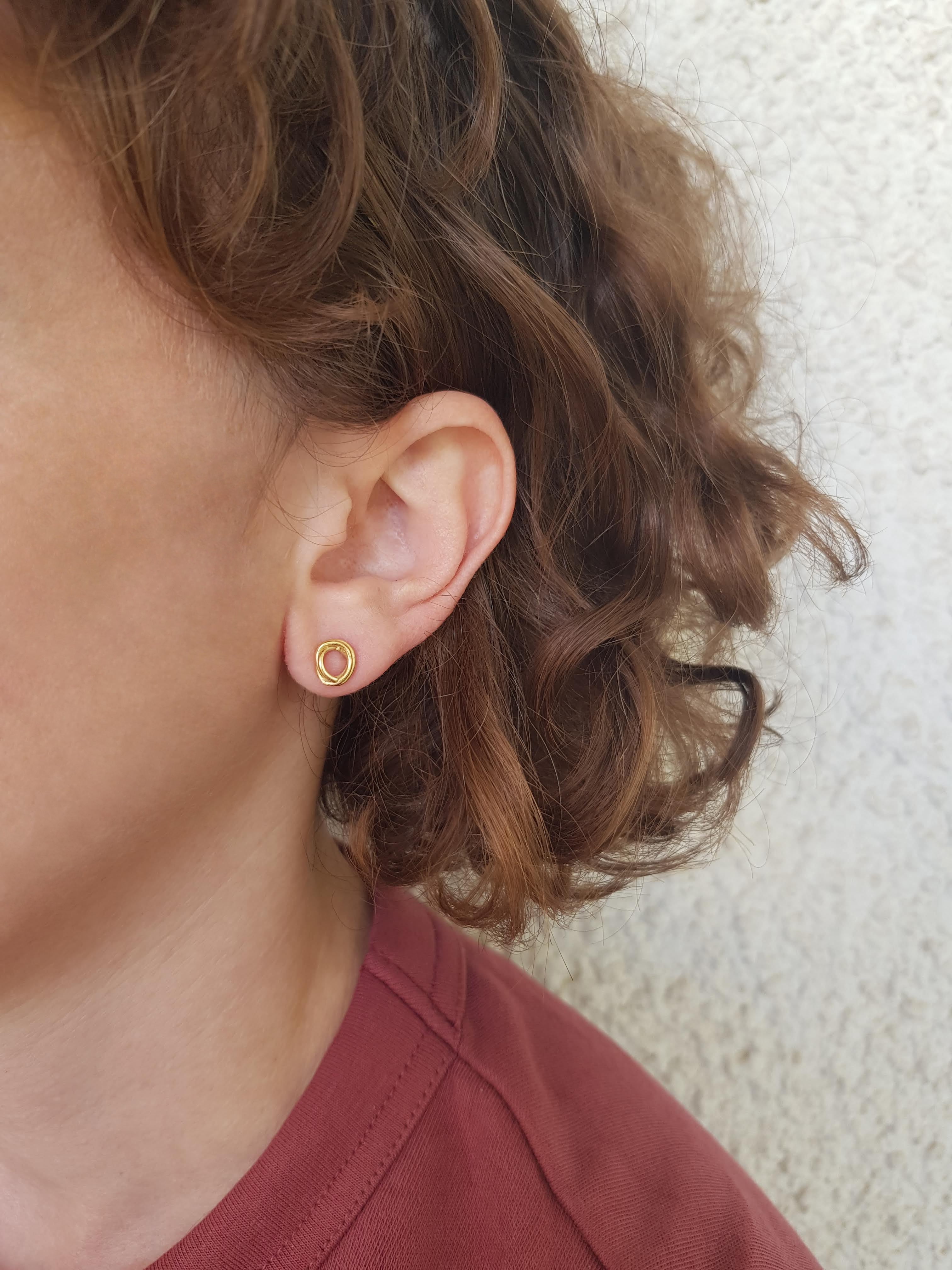 14K Gold Scribble Studs