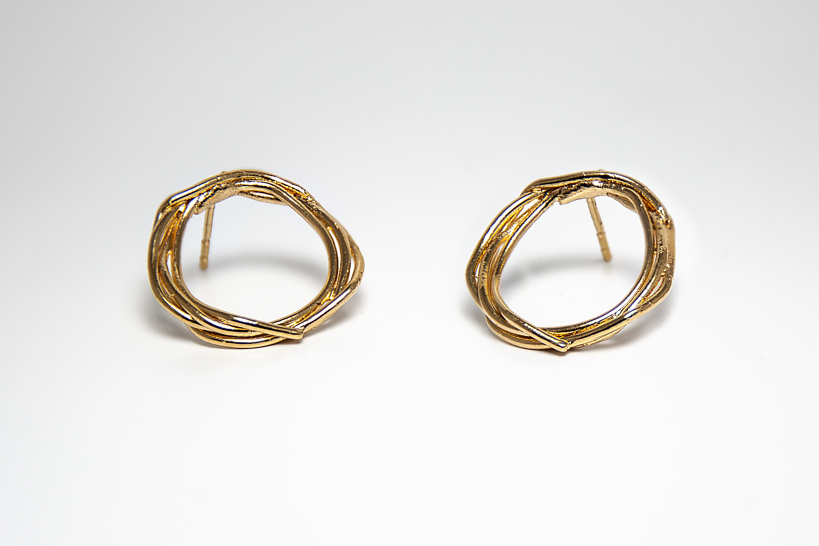 14K Gold Scribble Studs