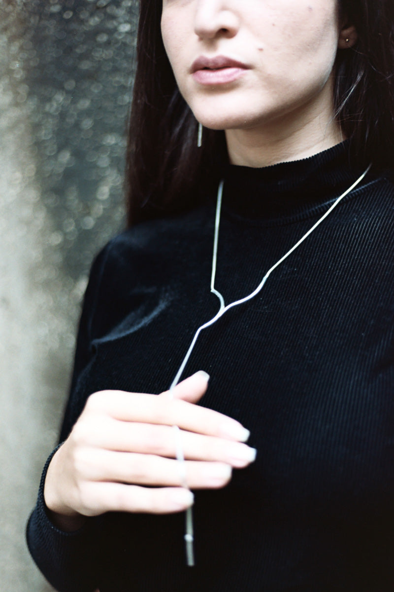 Tie Up Necklace-silver