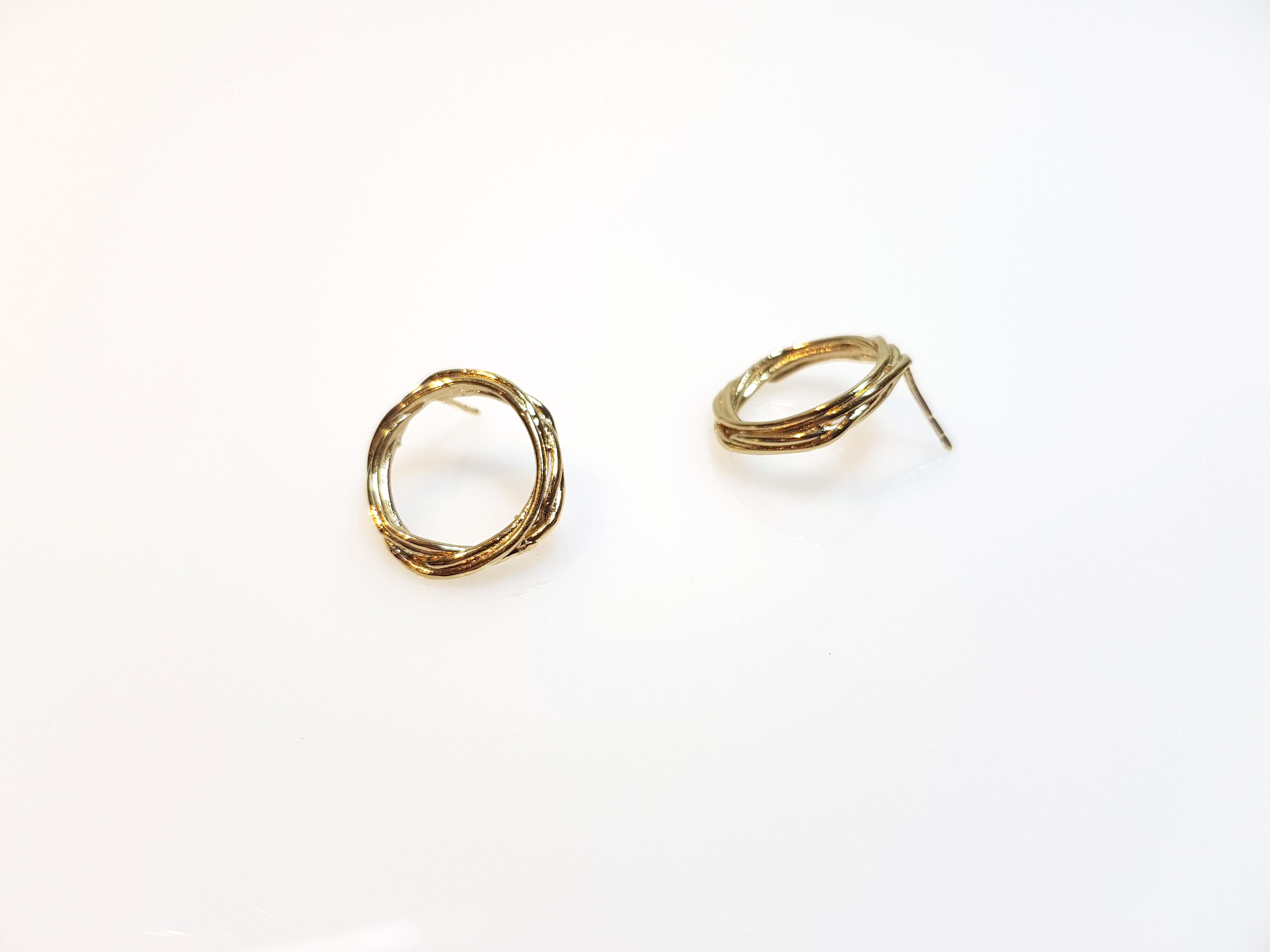 14K Gold Scribble Studs