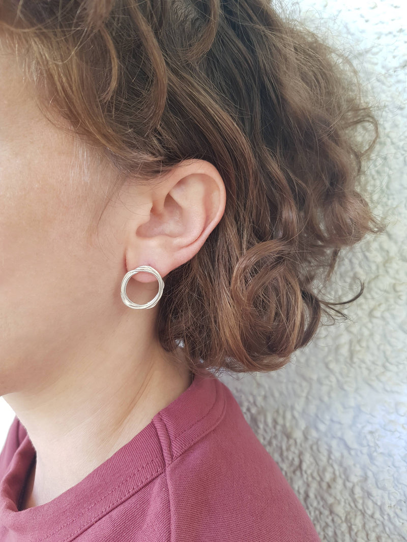 Scribble Studs//Silver