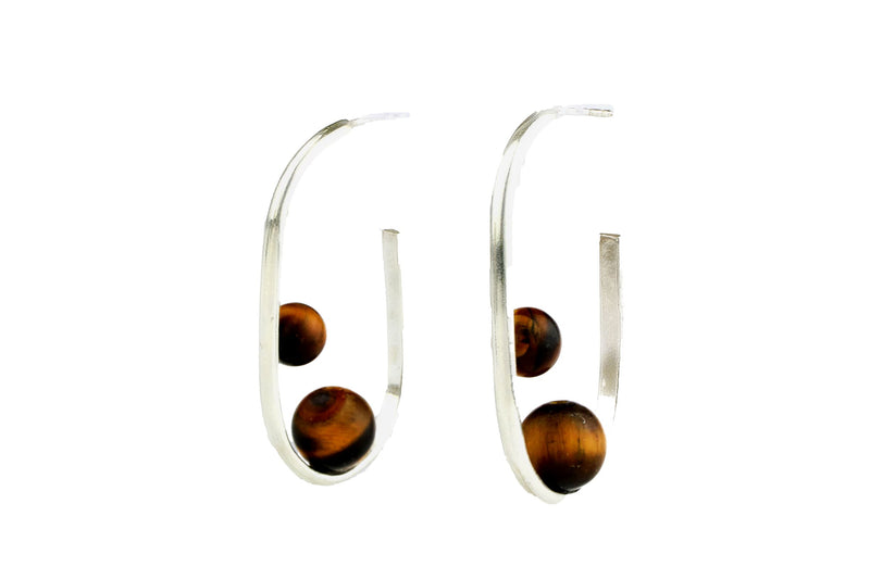 Sphere On Oval Hoops-Gold